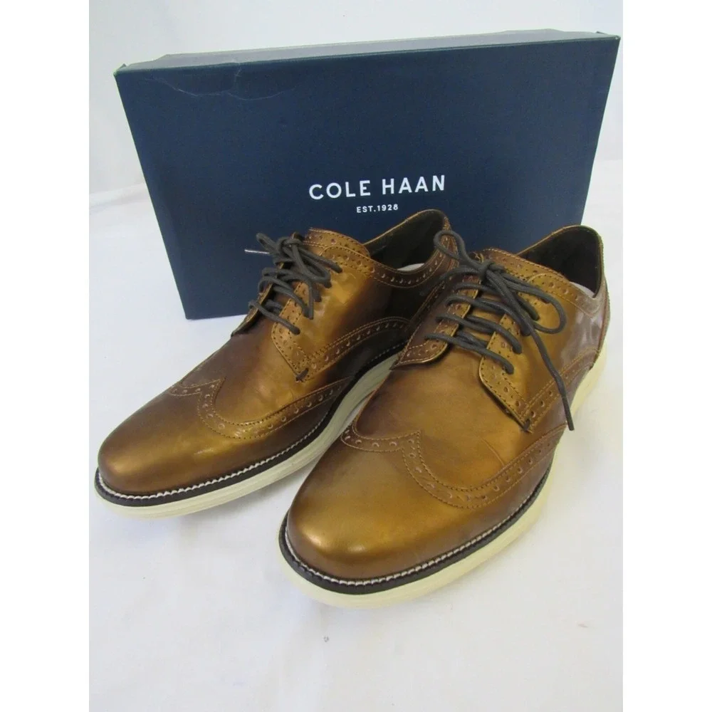 Cole‎ Haan Copper Ivory Wingtip Sz 8.5 M  Leather Lace Up Grand Os $132